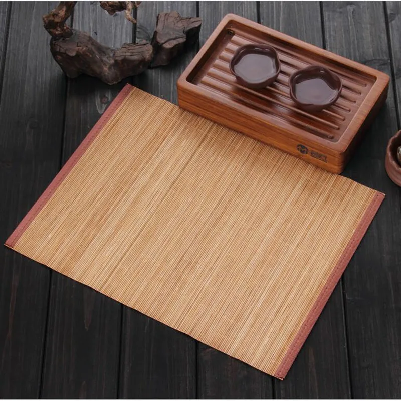 Kung Fu tea accessories bamboo mat Dining Table Mat Heat Insulation Non-Slip Placemats Tableware Pad Coaster Kitchen Accessorie