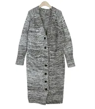 2016 autumn and winter new Korean female large code knit cardigan long wool sweater coat