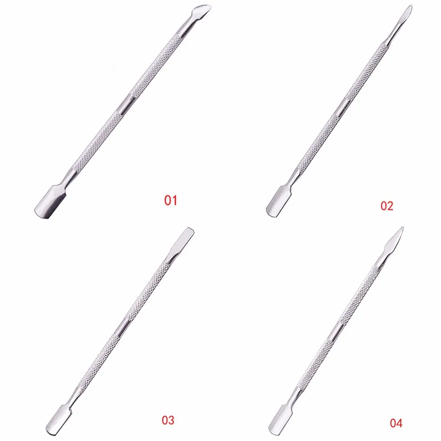 4 Design 1 Piece Silver Nail Art Cuticle Pusher Remove Clean Dead Skin for Women Pedicure Manicure Tool Nail Care Cuticle Pusher (9)