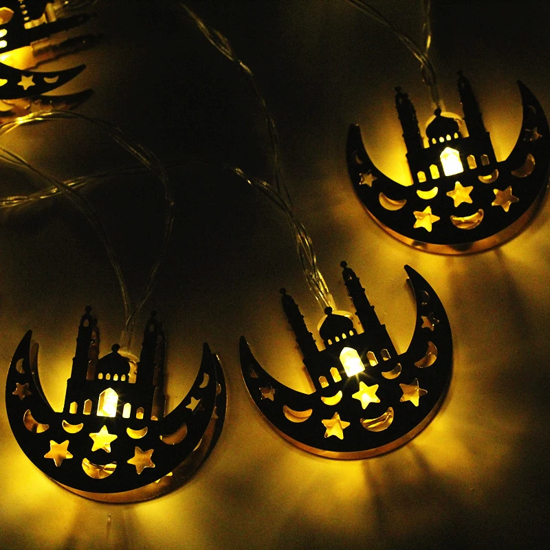 

10Pcs Led Ramadan Decoration Light Light Moon Islam Building And Star Oil lamp Sign Decorations For Eid Mubarak Party Supplies