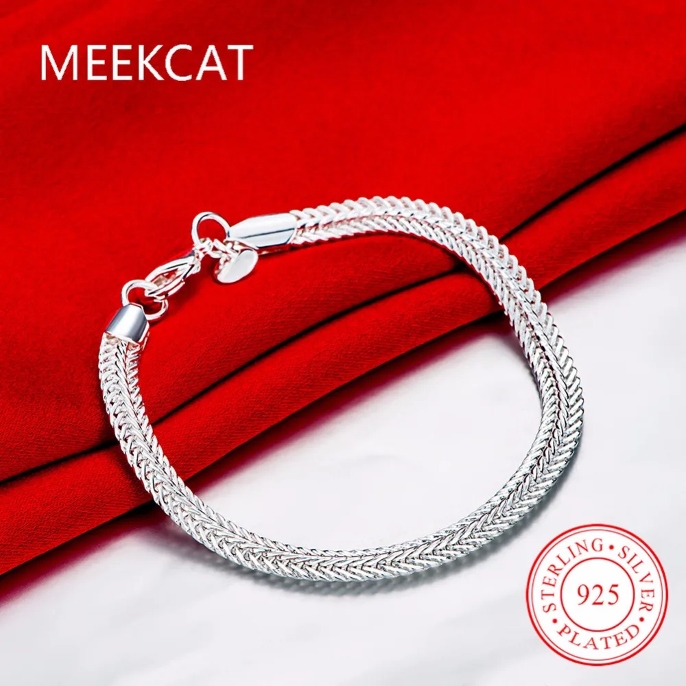 

Ms. 2017 new silver plated bracelet flat snake bone chain men domineering fashion high quality jewelry male female bangle