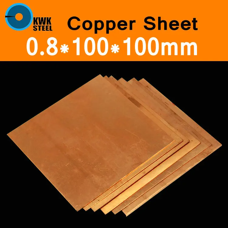 

Copper Plate Sheet 0.8x100x100mm C11000 ISO Plates High Pure 99.9% Cu Tablets Strip Shim Thermal Pad DIY Material Cool Metal Art