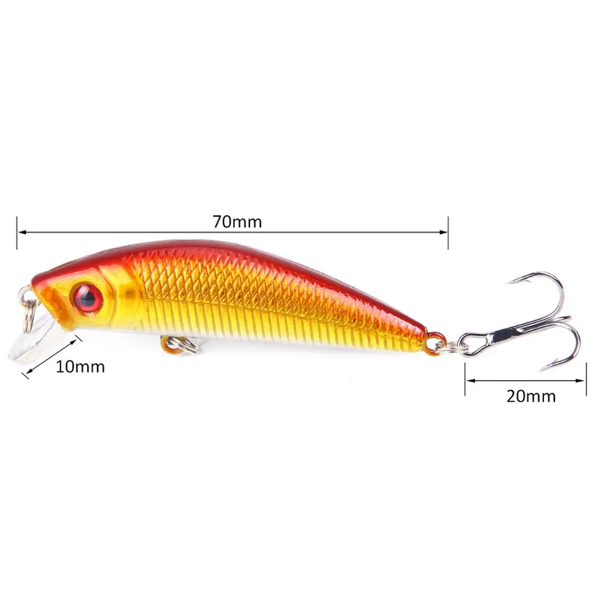 Aorace Minnow Fishing Lure 70mm 8g 3D Eyes Crankbait Wobblers Artificial Plastic Hard Bait Fishing Tackle