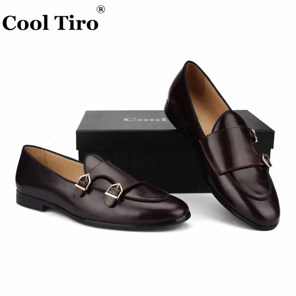 POLISHED LEATHER DOUBLE-MONK LOAFERS Brown (6)