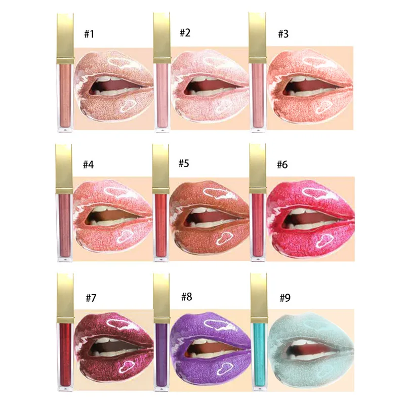 Wholesale Waterproof 15 Colors Shimmer Shiny Liquid Lip Gloss Lipstick Square No Logo Makeup Lip Gloss Lipstick Lip sticks 15pcs