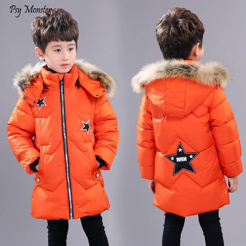 

Children's cotton long-sleeved Jakcets boy Korean winter thickening Warm Coats big Kids cotton Padded Fur Hooded Outwear