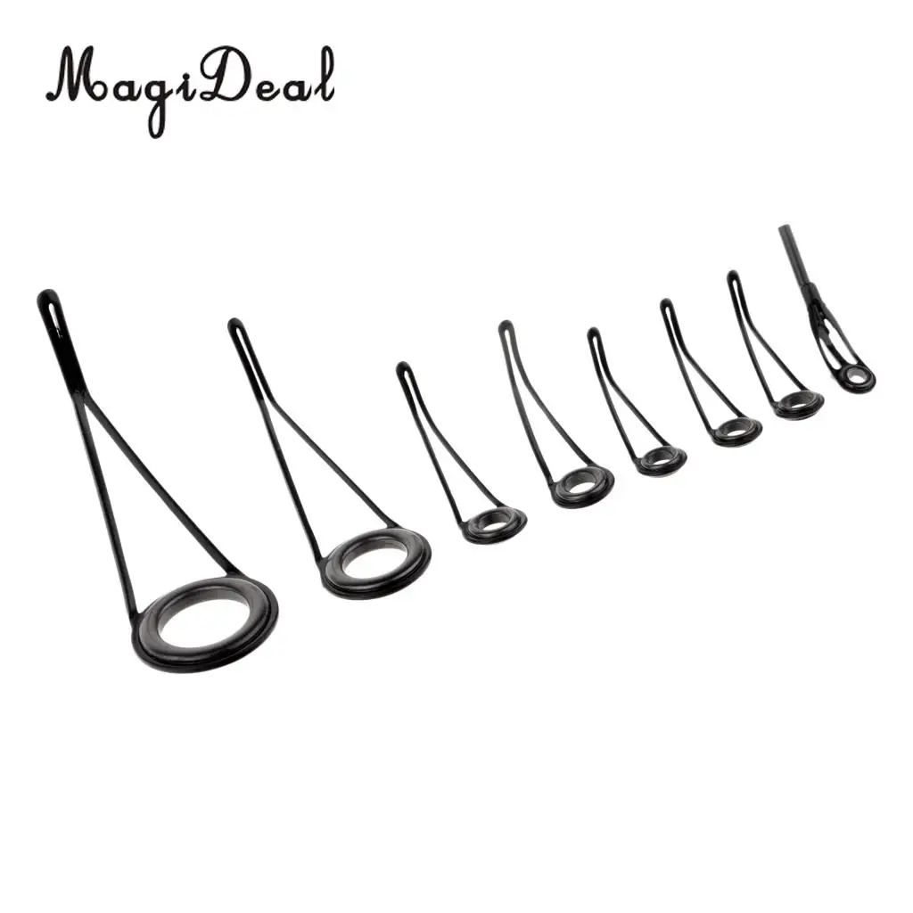 8pcs Fishing Rod Rings Stainless Steel & Ceramic Fishing Rod Guides Rings 0.28cm - 1.1cm Repair Kit DIY