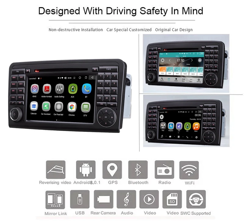 Best Car multimedia gps 2 din car dvd 4G/32G for Mercede s Ben z ML300,ML350,ML450,ML500 car radio with carPlay 0