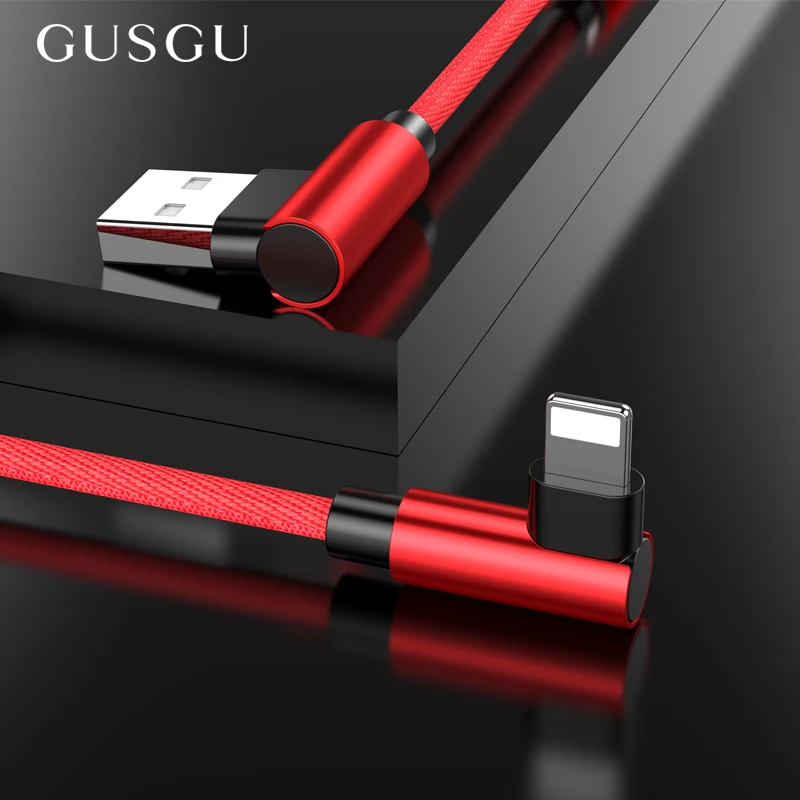 Зарядный usb кабель GUSGU для iphone быстрой зарядки с адаптером под углом 90 градусов USB X