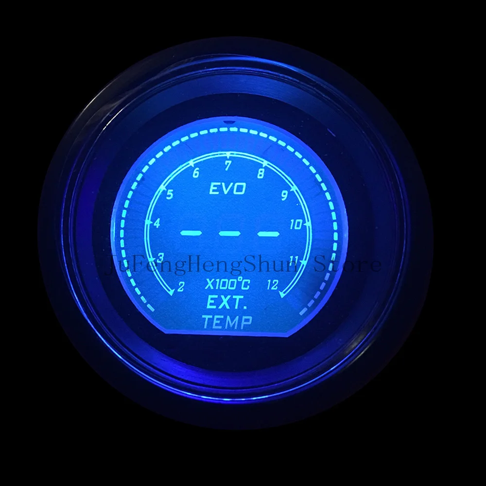 2 дюйма 52 мм автомобиль EVO выхлопной газ датчик температуры Цельсия цифровой красный и синий светодиод EXT Temp метр 12 В Автомобильные приборы с датчиком