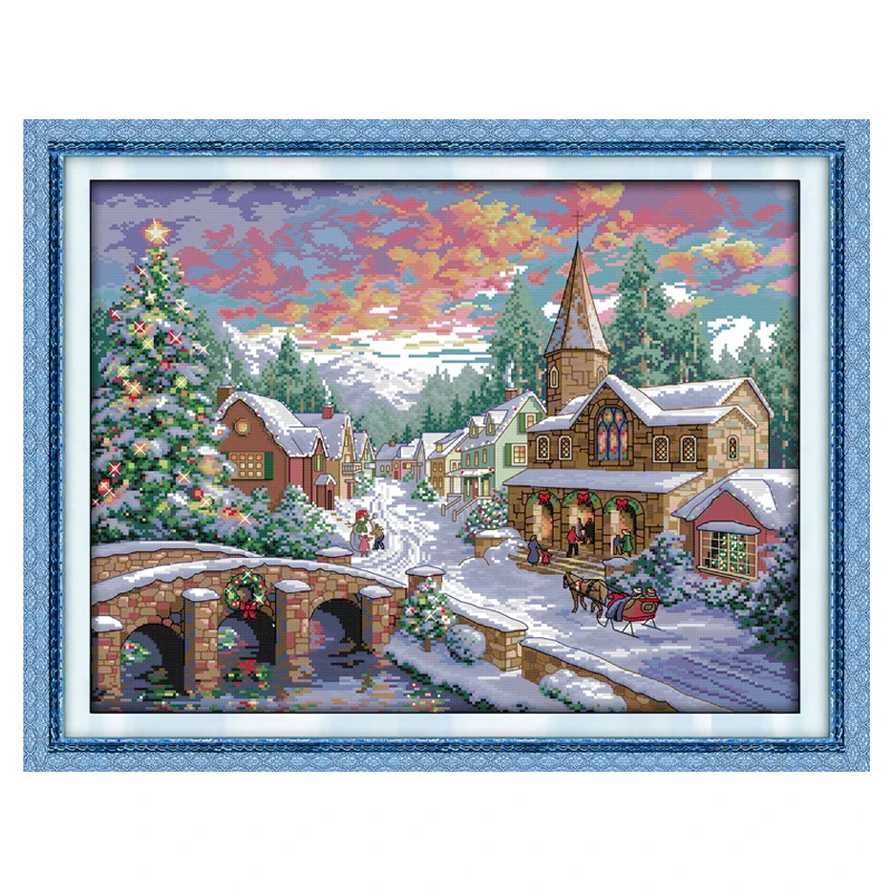 

Snowscape Patterns Counted Cross Stitch 11CT 14CT Cross Stitch Sets Wholesale landscape Cross-stitch Kits Embroidery Needlework