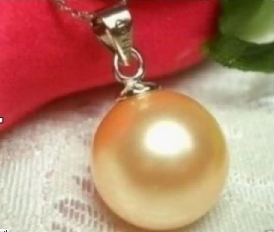

New 14mm Gold Sea Shell Pearl Pendant Necklace 17"@^Noble style Natural Fine jewe FREE SHIPPING