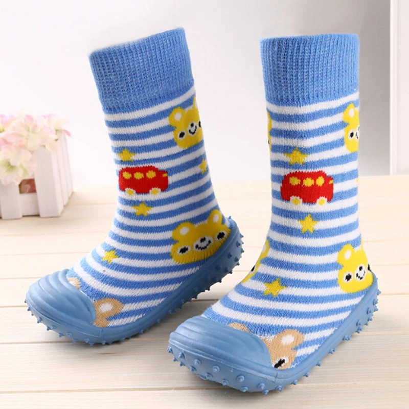 Calcetines para bebé recién nacido, con suelas de goma, zapatos para niño pequeño, primeros pasos, calcetines de algodón para bebé, niño y niña|Medias| - AliExpress