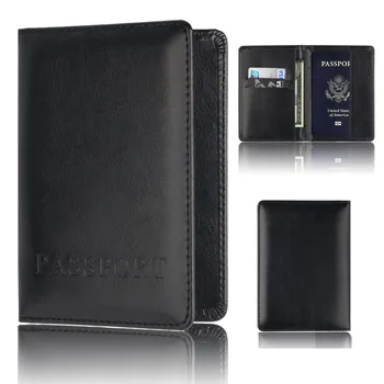 

Passport Holder Protector Wallet Business Card Soft Passport Cover Black credit card Holder wallet passport cover визитница #20