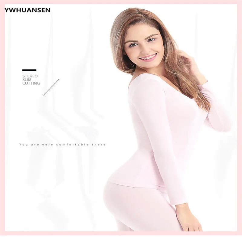 YWHUANSEN Womens Thermal 2 Pc Long John Underwear Set Top and Bottom Ultra Soft Smooth Knit Second Female Thermal Skin Clothes