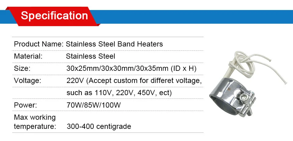 LJXH 2 шт. ленточный нагреватель из нержавеющей стали 110 В 220 В 380 в 30x25 мм/30x30 мм/30x35 мм мощность 70 Вт/85 Вт/100 Вт для пластикового оборудования