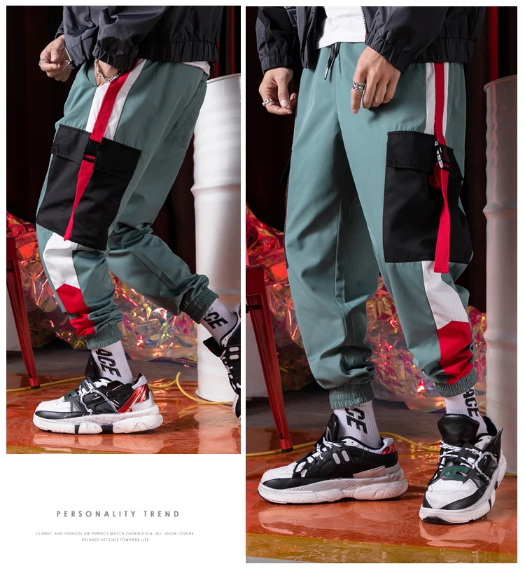 Модные брюки-карго для мужчин Уличная Стиль мульти-карман брюки повседневные брюки для мужчин новый 2019 pantalon homme A151-907