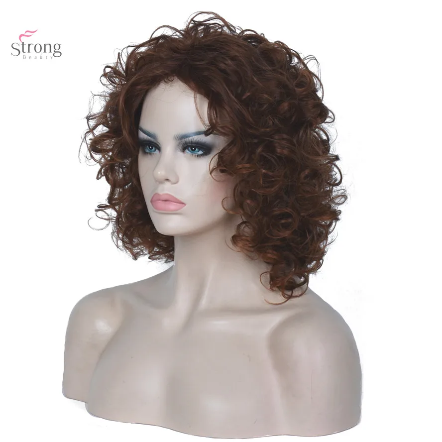 Strongbeauty Для женщин парик Рыжий shotr вьющиеся натуральный пушистые прически волос Синтетический Полный Искусственные парики
