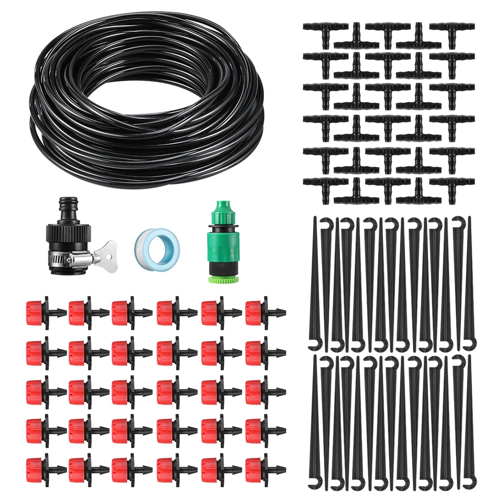 25 м система капельного орошения «сделай сам» автоматический полив садовый шланг микро капельного садовые наборы для полива с регулируемыми капельницами - Цвет: 25 Meters Set E