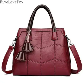 

FiveLoveTwo Spring and Summer Casual Fashion Embroidery Line PU Leather Shoulder Diagonal Tassel Bag