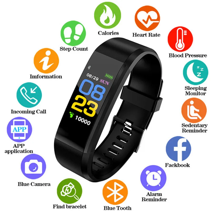 

GEJIAN Smart Band Watch Men Heart Rate Blood Pressure Pedometer Sports Wristband Smart Fitness Watch Men Women For IOS Android
