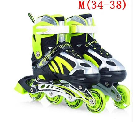 Профессиональные мягкие мигающие роликовые коньки 8 колес освещенные роликовые коньки обувь для детей Открытый Fingure катание - Цвет: Green M