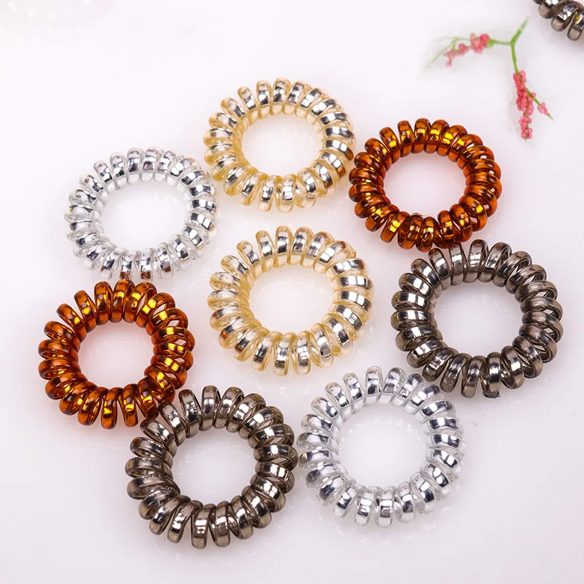 4 قطع 3.6 سنتيمتر عالية الجودة الشعر Scrunchie البلاستيك شفافة سلك الهاتف مطاطا Hairbands إكسسوارات الشعر للنساء