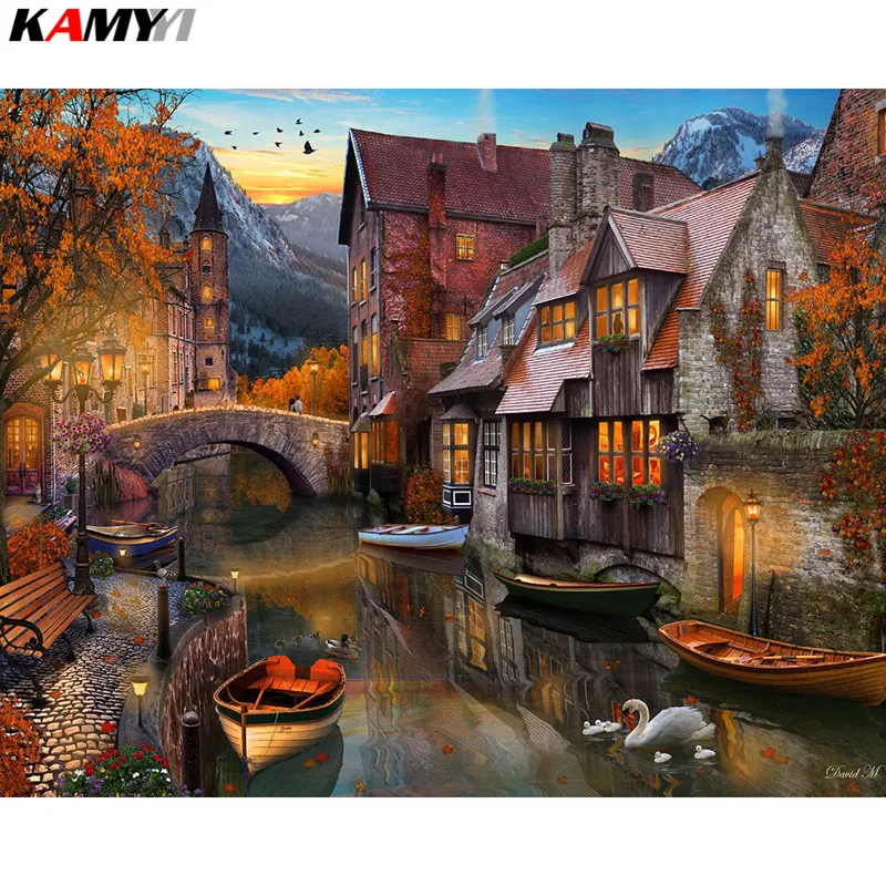 

Full Drill Square/Round Diamond 5D DIY Diamond Painting"Ancient town scenery"Diamond Embroidery Cross Stitch Mosaic Painting XY1