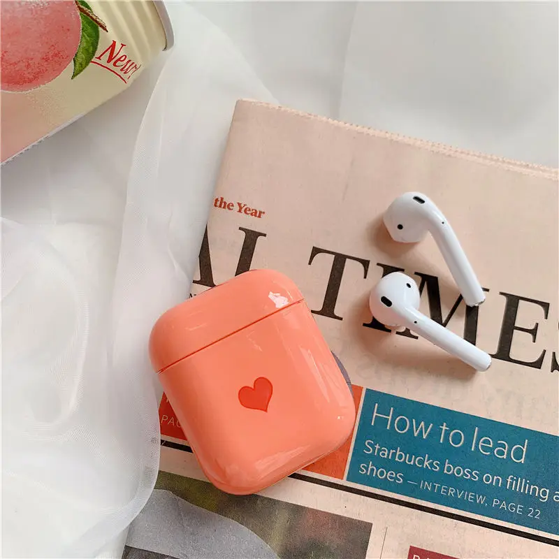 Жесткий Чехол для ПК с конфетным сердцем для Apple Airpods 1 2 зарядная Коробка Чехол для Apple Airpods 1 2 кожухи головных телефонов защитные Air Pods