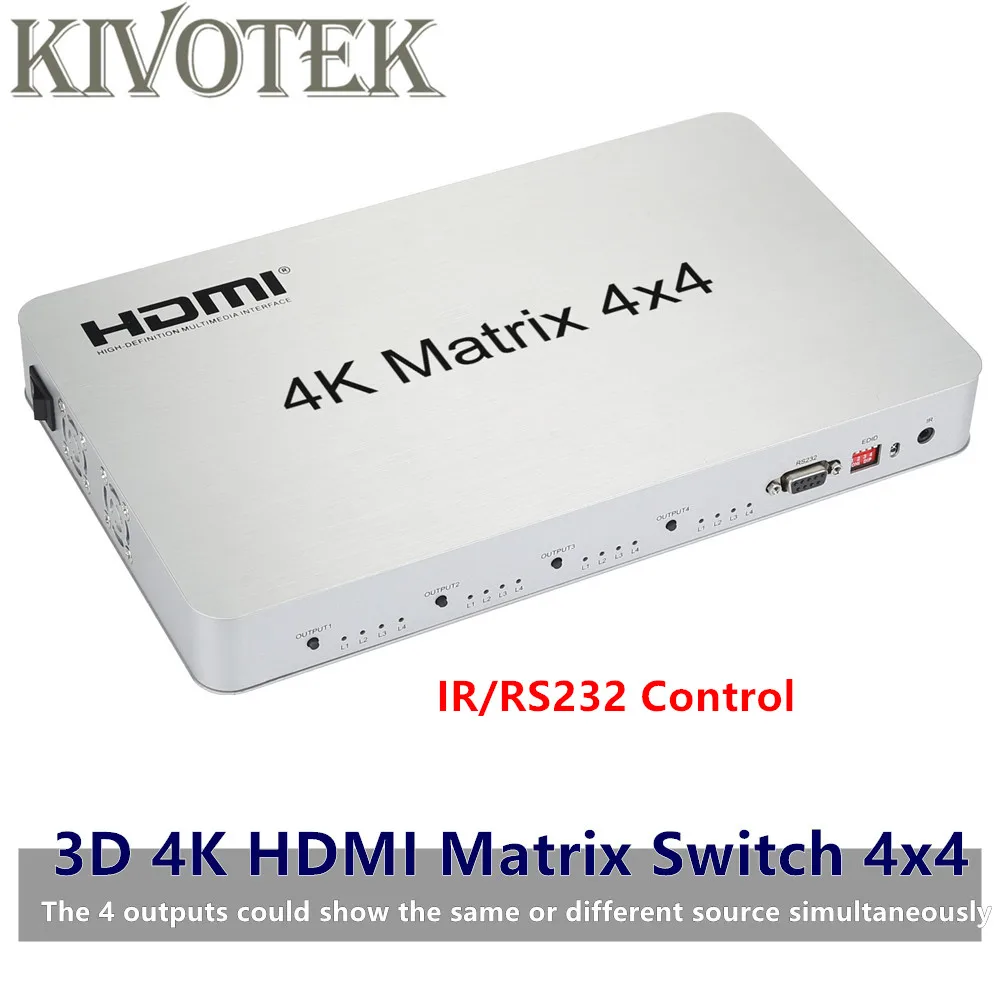 

4K*2K 3D HDMI Matrix Switch Switcher 4X4 IR/RS232 Control Male Connector DTS/AC3/DSD Power Supply For HDTV Display Free Shipping