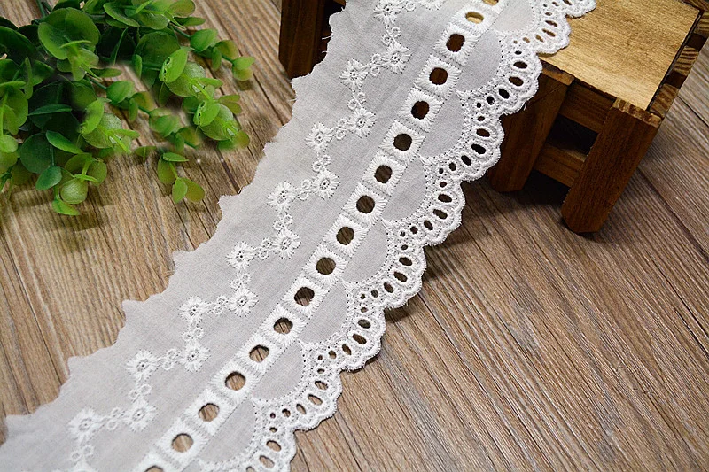 100% Cotton Hollow out Embroidery Lace Trim DIY Lace Fabric Width 8cm 5Yds/lot lace fabric