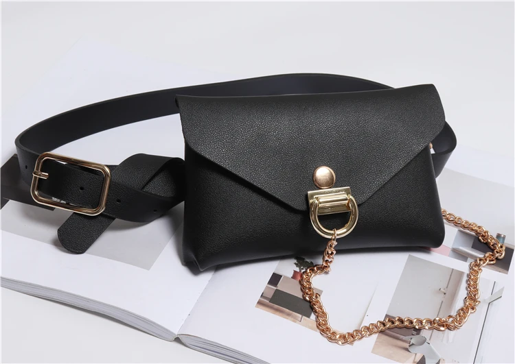 Women Fanny Pack Serpentine Leather Belt Bag Fashion Snake Skin Chain Women Pouch Ladies Bum Waist Bag Shoulder Bag Purse