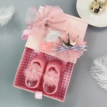 Детские носки повязка для новорожденной малышки подарок для девочек коробка подарочная аксессуары носочки для девочки принцессы повязка 0-3 м