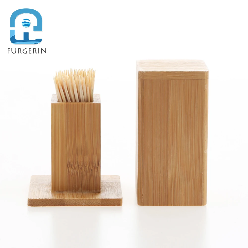 FURGERIN Portable Toothpick Holder Wood wooden toothpick box container