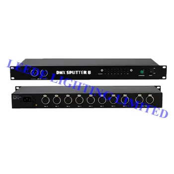 

Free shipping 2pcs/lot 8 way DMX Distributor DMX Splitter 1 inputs to 8 outputs for moving head light