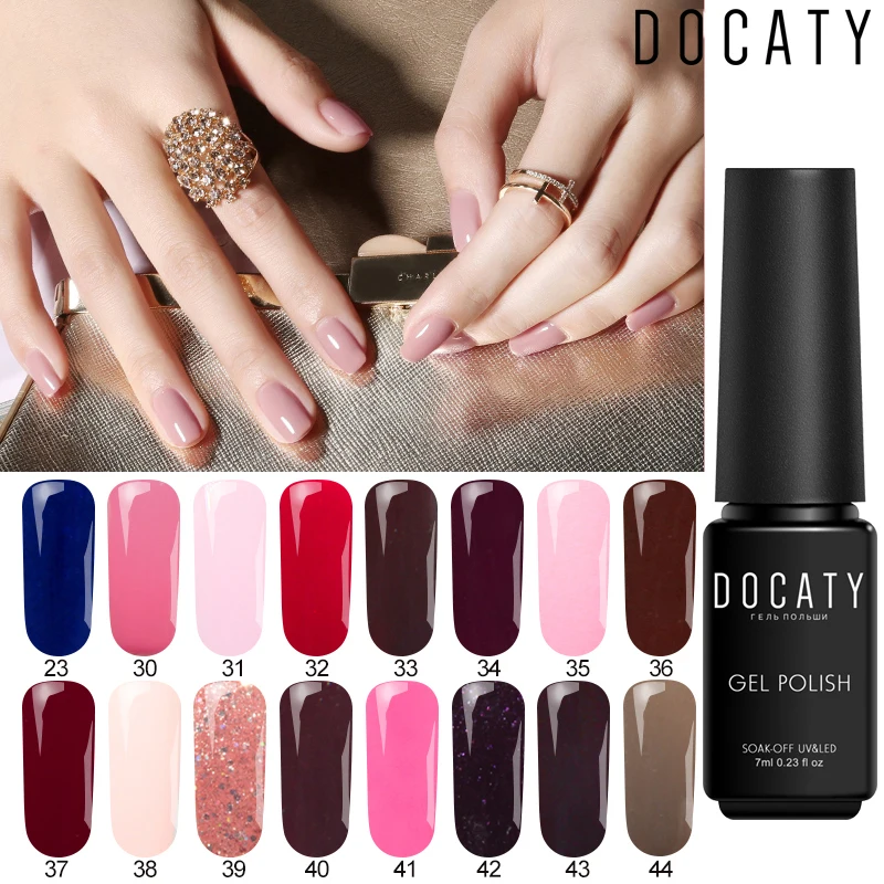 Docaty УФ-гель для ногтей Lucky color Nail Art Sugar Effect Soak Off 7 мл мерцающий блеск Полупостоянный