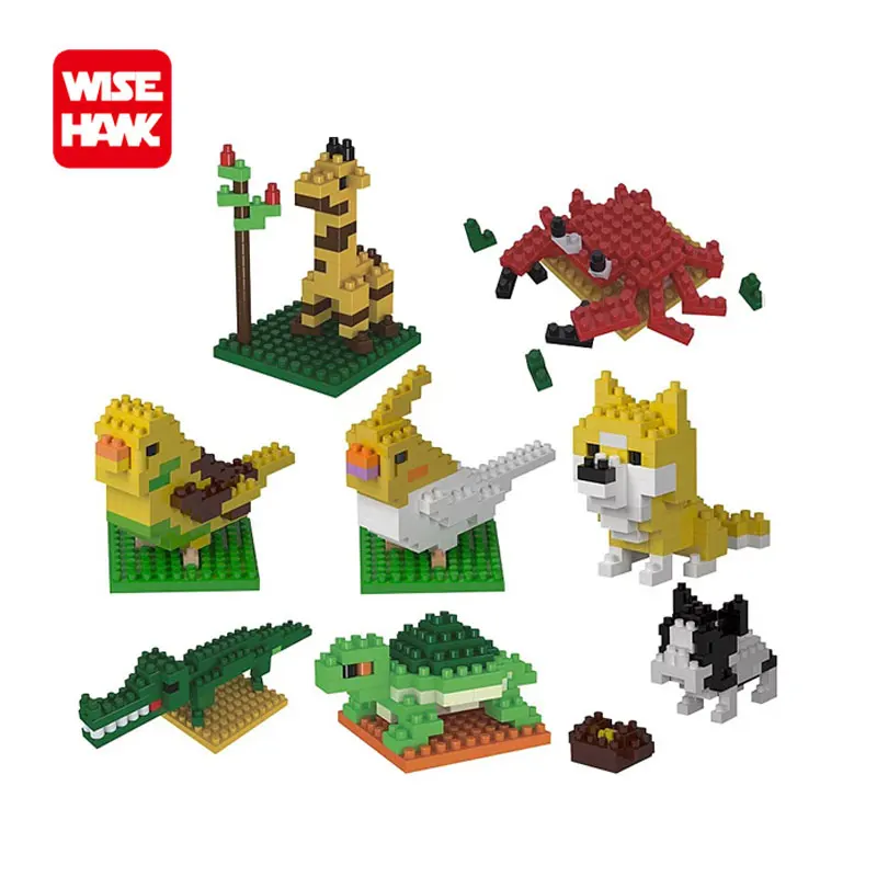 

Wisehawk hot nano blocks kawaii animal mini dog turtle bird 3d diy model plastic building bricks educational toys for kids.