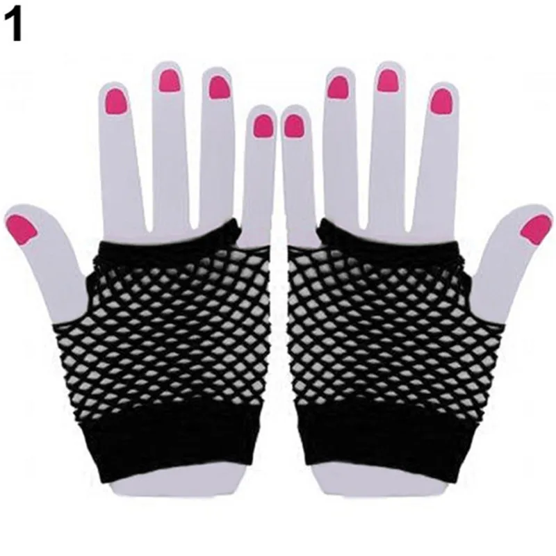 Lady Elastic Dance Costume Dance Party Fingerless Mesh Solid