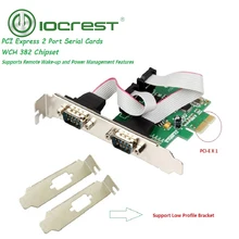 2-port DB-9 Serial (RS-232) PCI-e Controller Card,WCH382 Chipset