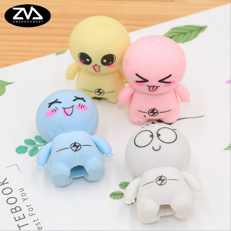 

4pcs/bag Super cute Cartoon Big head doll eraser children Learning stationery kawaii school supplies papelaria gift for kids