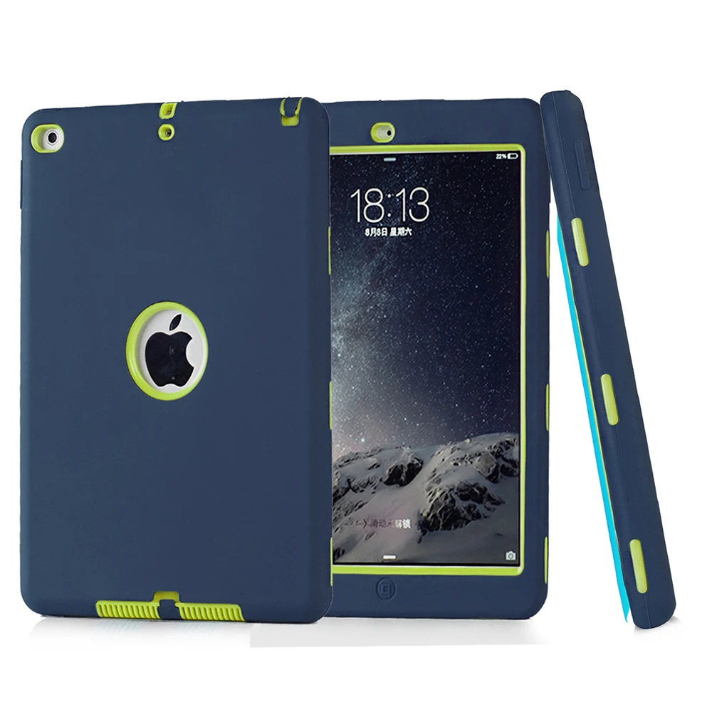 Полные Защитные чехлы Чехол для iPad Air 2 высоко-гибридное воздействие, ударопрочный 3 слоя мягкий резиновый силиконовый + жесткий защитный