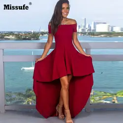 Missufe элегантный платья для женщин спинки Туника Винтаж Vestidos асимметричное Макси-платье с открытыми плечами Slash средства ухода за кожей шеи