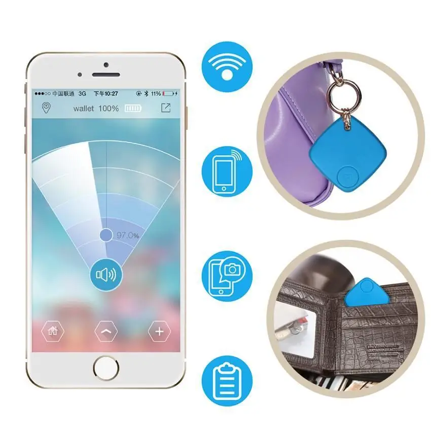 Wireless Bluetooth Tracker Child Bag Wallet pet Key Tag Smart Finder