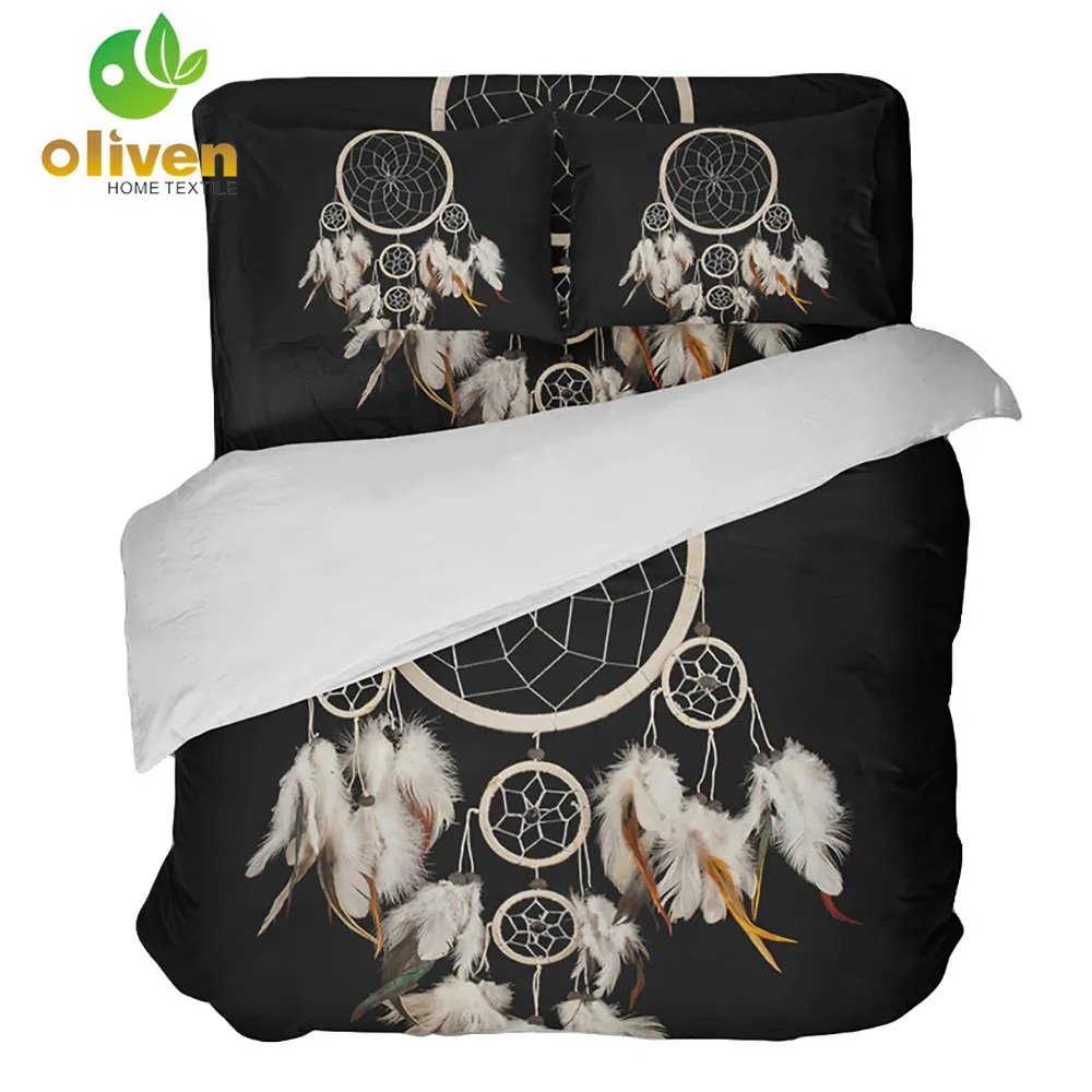 Boho Dream Catcher Bedding Set Black Dreamcatcher Duvet Cover Set