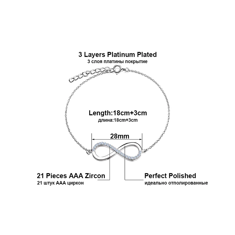 ORSA JEWELS AAA Блестящий австрийский CZ бесконечный дизайн серебряный цвет браслет для женщин/влюбленных модное ювелирное изделие подарок OB41