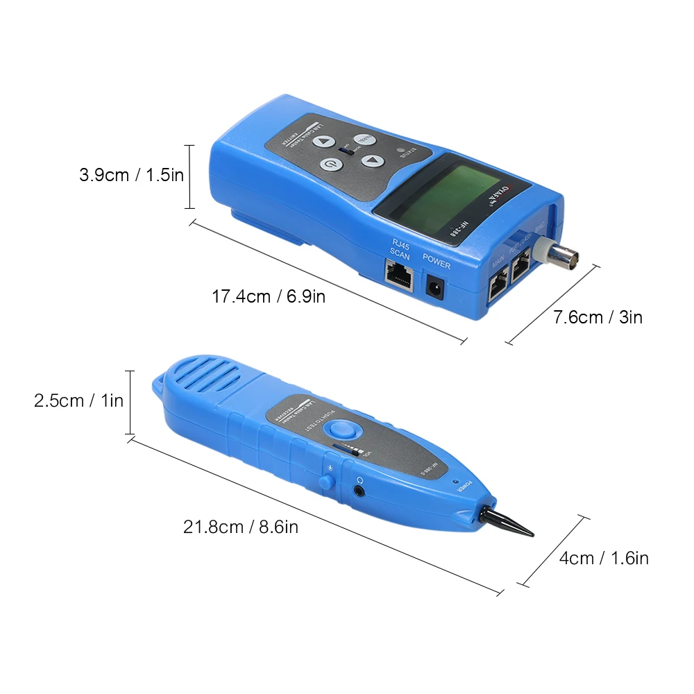 ЖК-дисплей сетевой кабель тестер провода Сеть трекеров инструмент Многофункциональный RJ11 RJ45 BNC провода Длина линии Finder с 8 удаленного адаптеры