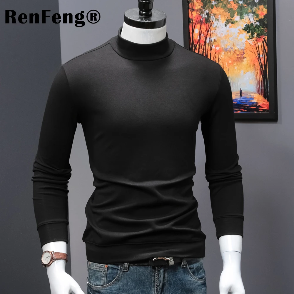 sweatshirts men t-shirt plus velvet thickening t shirt mens turtleneck winter clothes 2018 pullover male long sleeve tshirts  (4)