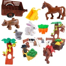 Animais fazenda cavalo acessórios blocos de construção brinquedos educativos para crianças compatíveis com marca tijolos diy brinquedo do bebê crianças presente