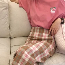 Очень милая прямая юбка с разрезом сзади и высокой талией; сезон весна-лето; Милая юбка миди в клетку; Jupe Femme Falda Mujer Gonne goning