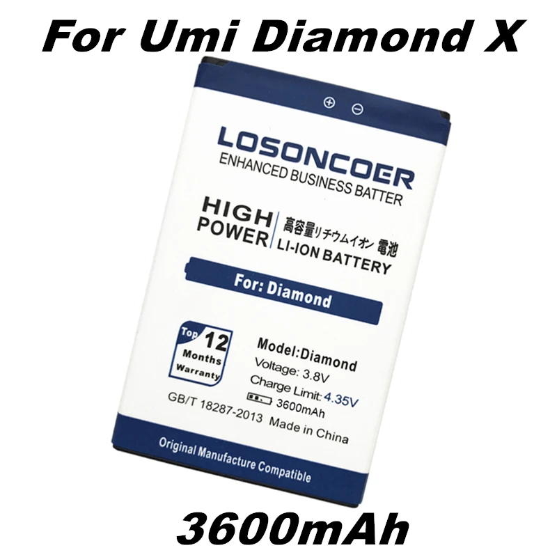 LOSONCOER 3600 мАч для Umi Diamond батарея X + номер отслеживания|Аккумуляторы мобильных